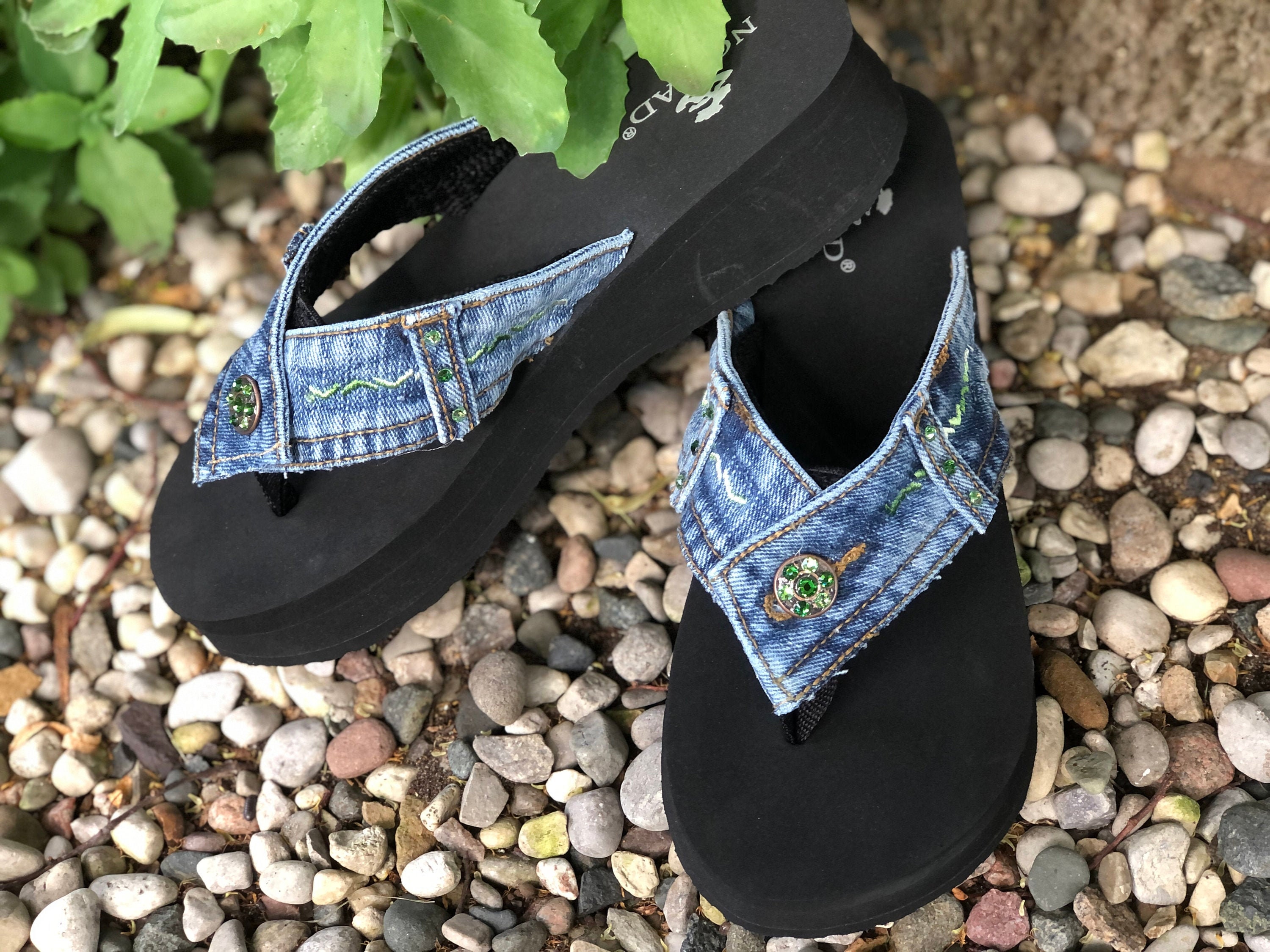 denim flip flops