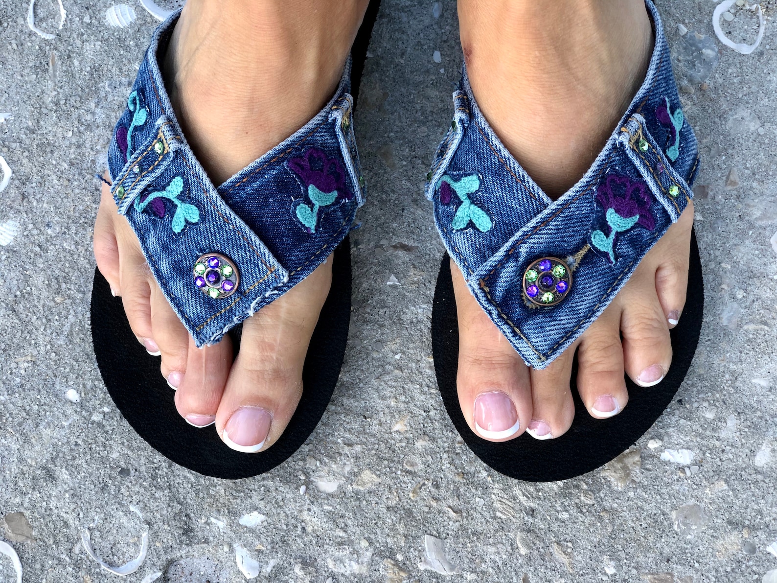 Blue Jean Sandals Sandals Denim Flip Flops Womens Etsy
