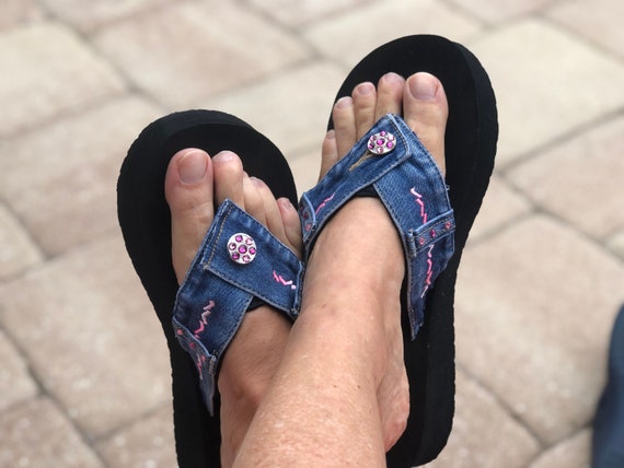 Size 9 Womens Blue Jean Sandals Sandals Denim Flip Flops Womens