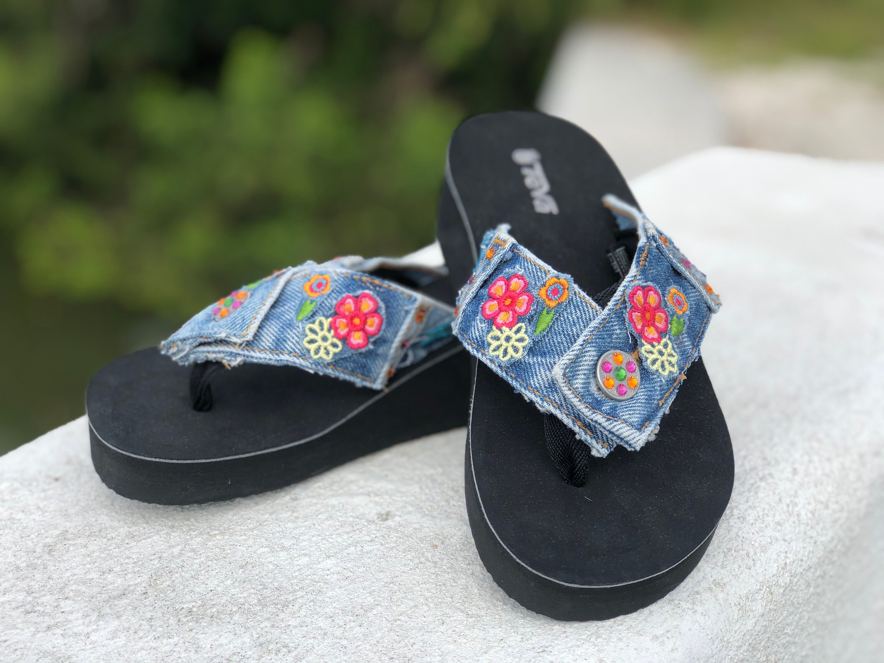Size 5 Womens Blue Jean Sandals Sandals Denim Flip Flops Womens Sandals