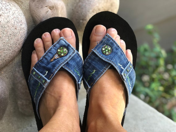 Blue jean hotsell flip flops