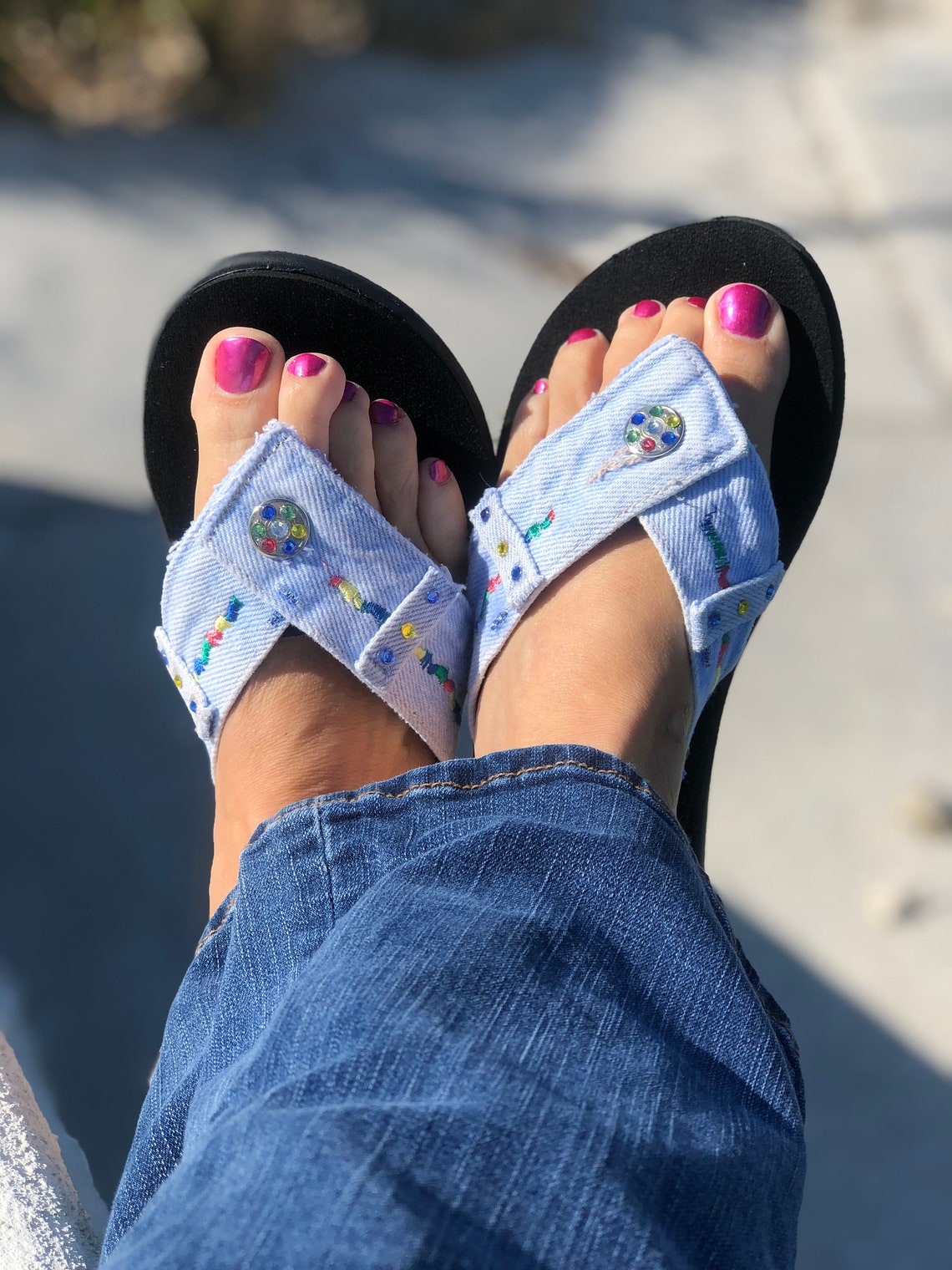 denim jean sandals