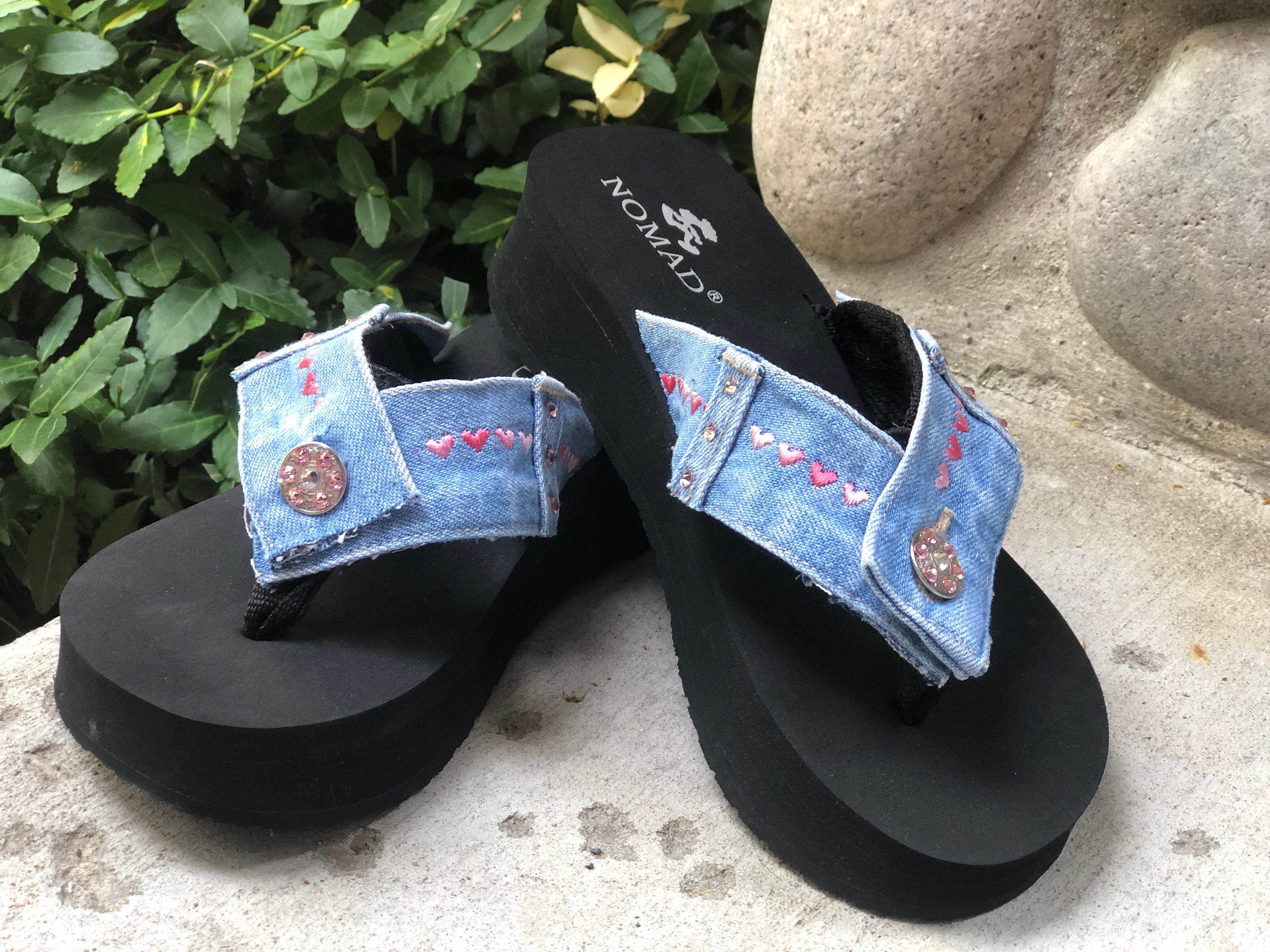 Blue Jean Sandals Sandals Denim Flip Flops Womens | Etsy