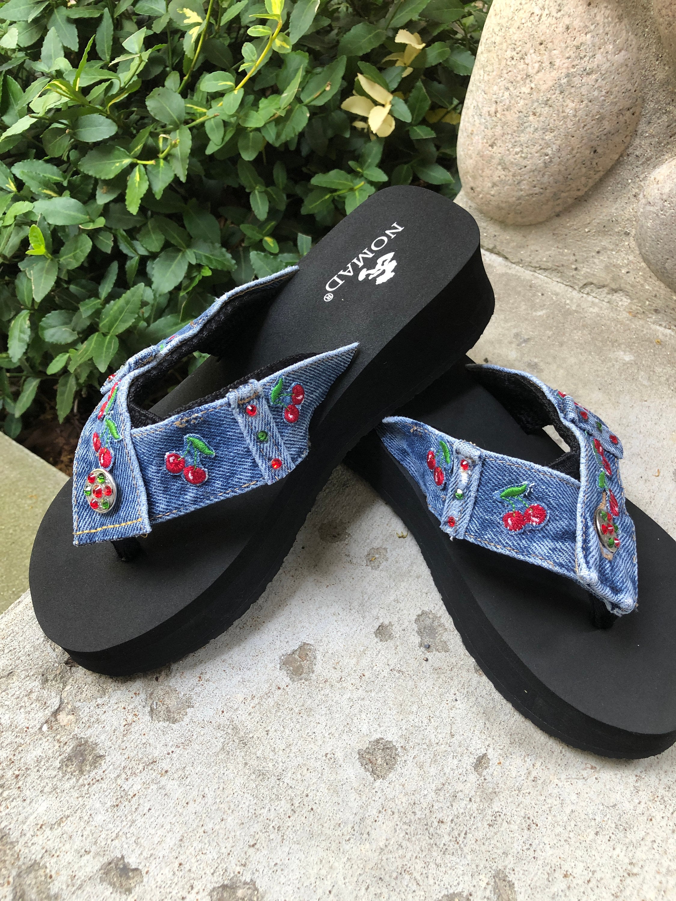 Size 8 Womens Blue Jean Sandals Sandals Denim Flip Flops Womens Sandals