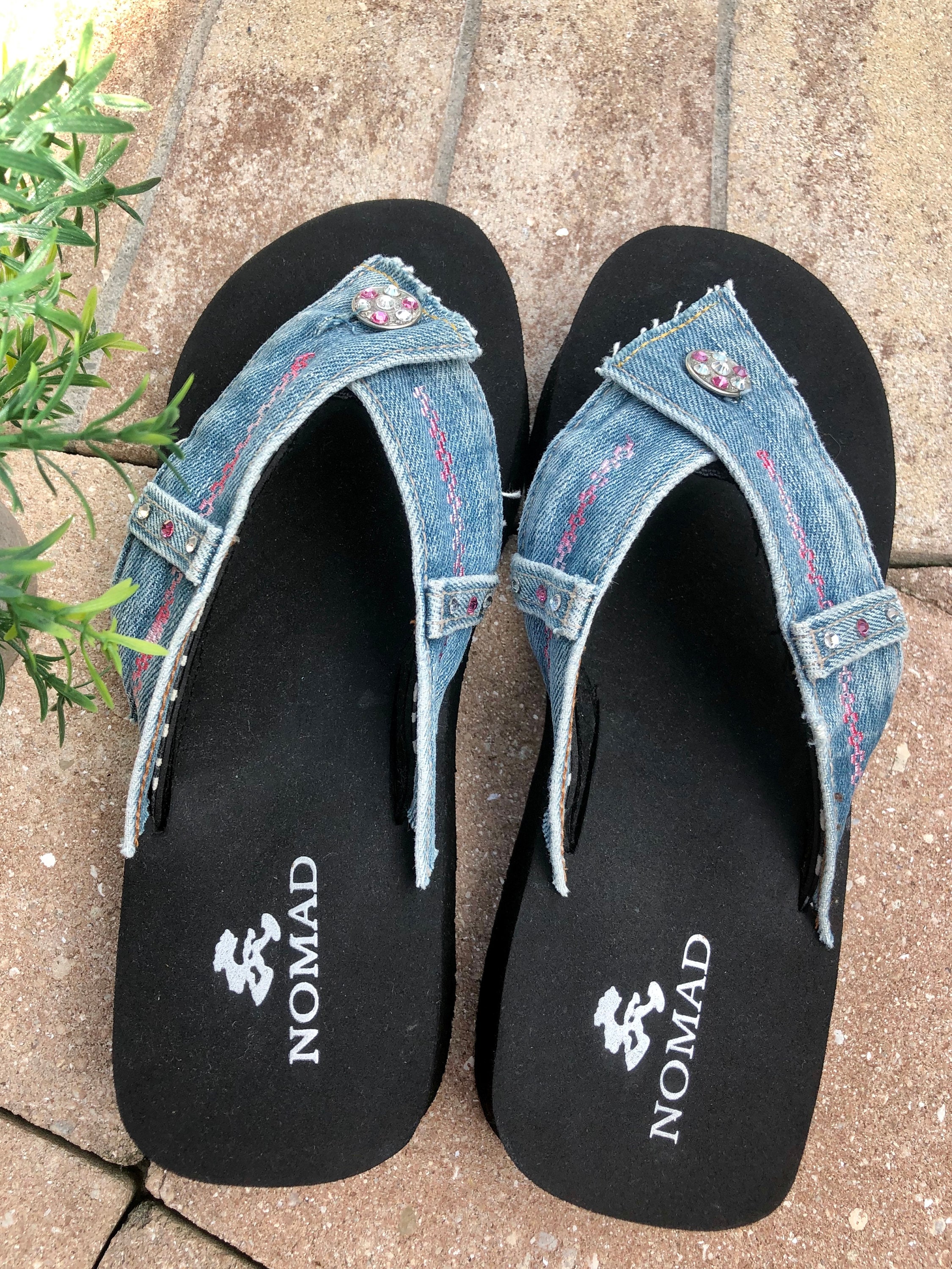 Denim Blue Jean Flip Flop Thong Sandal the riley Shades of Etsy