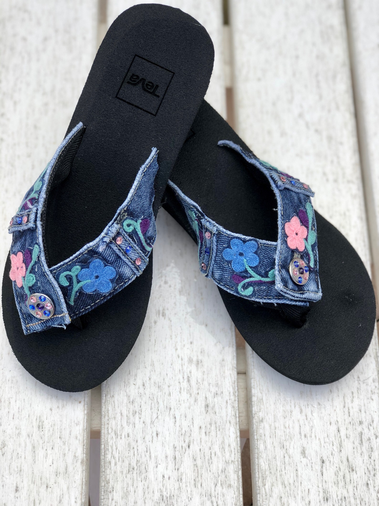 denim flip flops