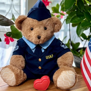 Air Force Gift, Military Bear with Voice Recorder, Deployment Gift, Gift for Military Child, Marines, Space Force, Coast Guard, Army, Navy