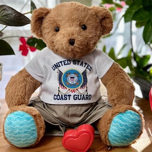 Coast Guard Gift, Military Bear with Voice Recorder, Deployment Gift, Gift for Military Child, Army, Navy, Air Force, Marines, Space Force