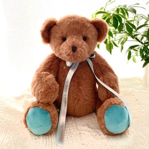 Custom Weighted Bear with Birth Stats, Personalized Newborn Gift, Baby Keepsake with Birth Stats, Personalized Birth Announcement Keepsake