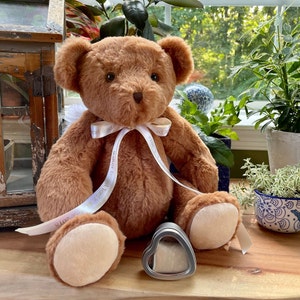 Teddy Bear Urn Custom Ribbon - Urns for Human Ashes - Huggable Urn - Urn for Baby - Urn for Child - Miscarriage Urn - Stuffed Animal Urn