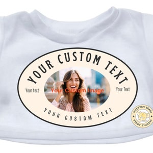 CUSTOM Plushie T-SHIRT | Personalized Photo and Text Shirt | Fits BAB | Fits 14 to 16 inch Stuffed Animals | Plushie Clothing | Bear Shirt