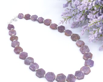 Raw Ruby!! Rough ruby cut into hexagons separated with sterling silver spacers, matte finish, unique statement necklace, graduated, choker