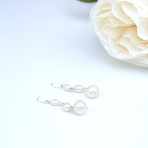 white pearl dangle drop earring