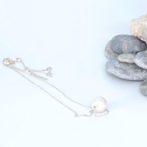Classy single large white pearl on a fine silver chain, 15mm Edison pearl