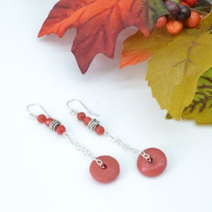 African bead dangle earring recycled handmade glass beads from Ghana with &quot;birds nest&quot; sterling beads, sterling chain and bamboo coral beads
