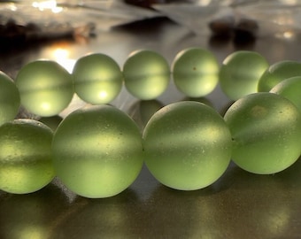 Frosted green glass bracelet, Sterling silver clasp.