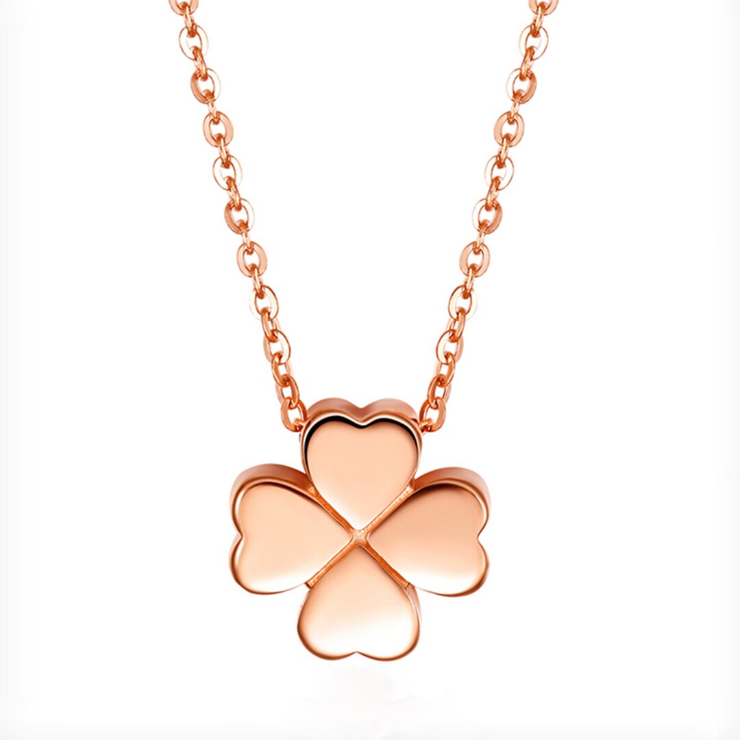 Hand-crafted 18k Rose Gold Four-leaf Clover Pendant Necklace - Etsy