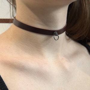 Ras de cou minimaliste en cuir pour femme Ras de cou de jour pour fille Collier en cuir véritable acajou de qualité supérieure LIVRAISON GRATUITE avec tout autre article image 6