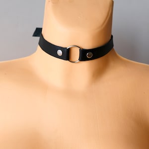 Leather choker Day collar Choker o-ring  Gift for girlfriend Custom color