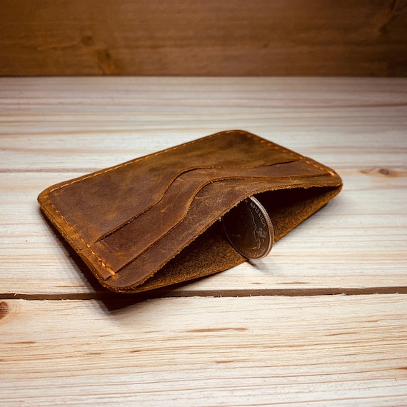 Leather Card Holder Handmade Slim Leather Wallet Minimalist - Etsy