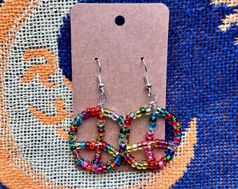 beaded peace sign earrings