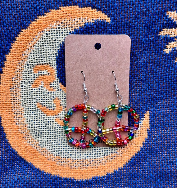 Blue Purple and Green Peace Earrings Blue Purple and Green Peace Earrings