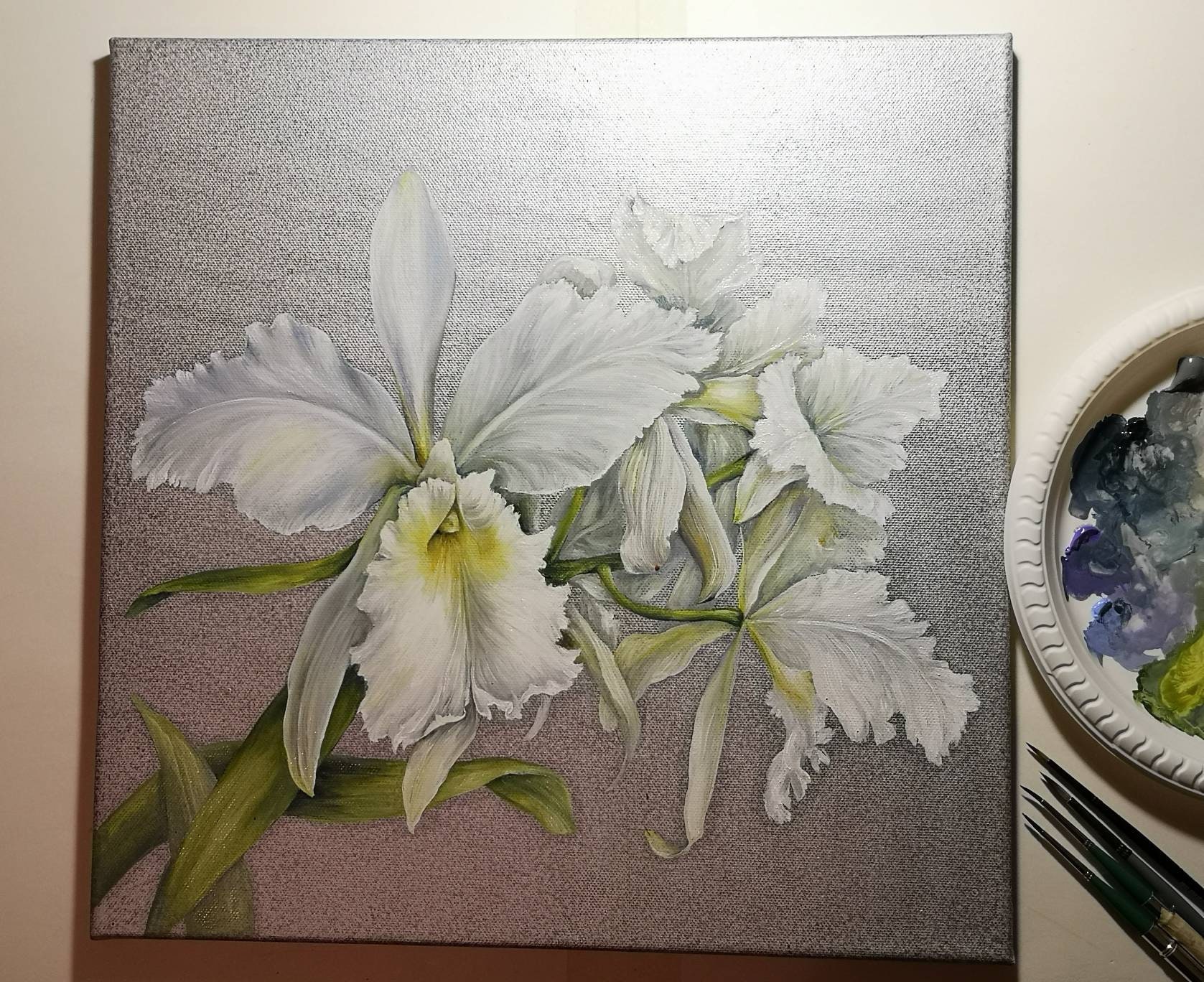 White Orchid I. Original Oil Painting Orchids Painting. Etsy