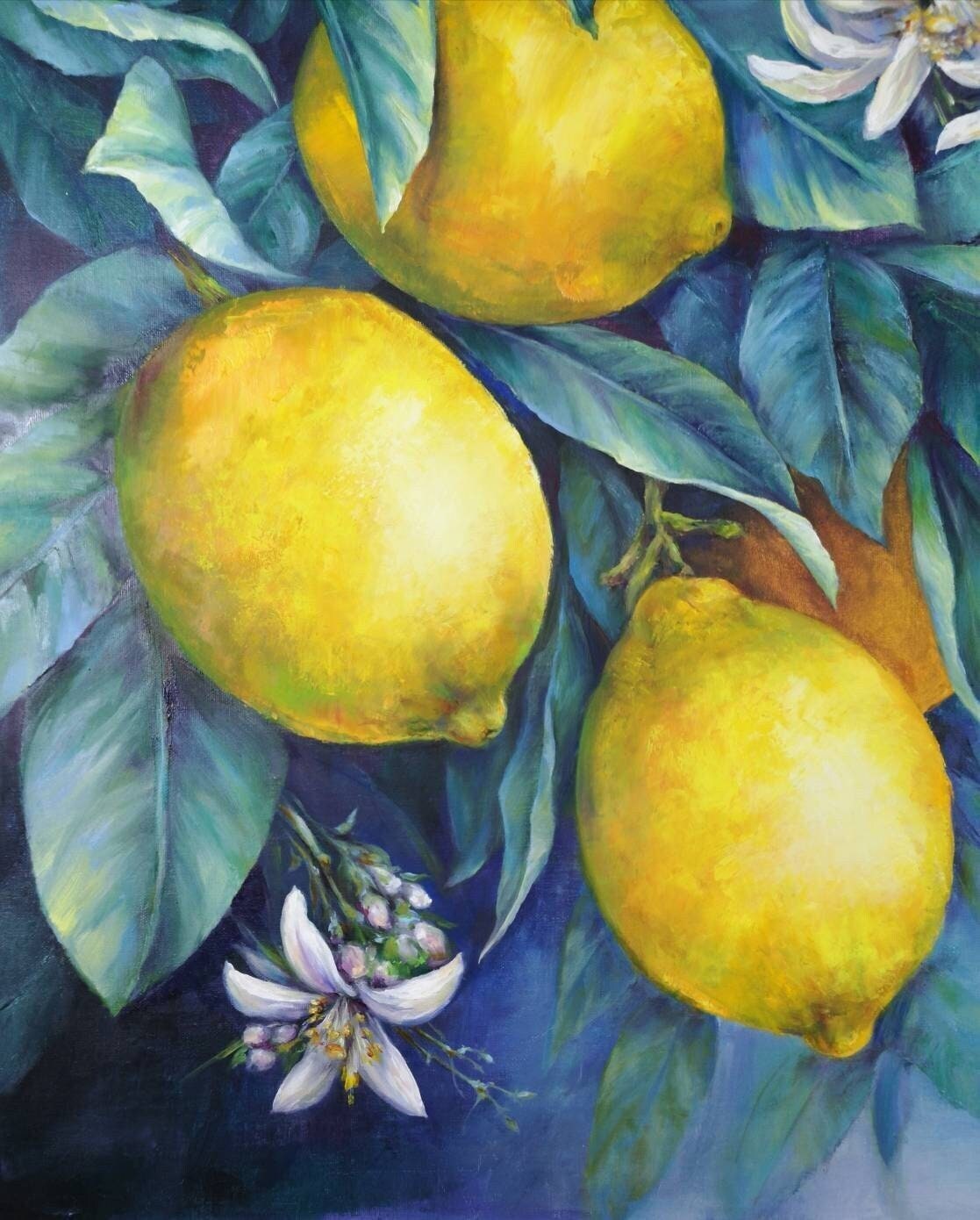 Lemon Painting Citrus Original Art Oil Painting on Canvas Etsy