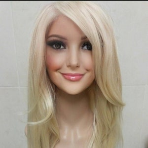 Human Blend Light Blonde Wig Lace Front Free Part Wig Silk Based Lace Long Wig choose your bangs
