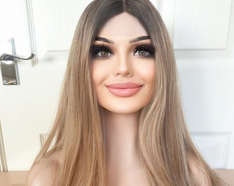 FAST DISPATCH Transparent Lace Silver Sandy Ash Blonde Long Wig UK Stock