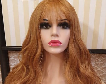 Copper Red Ginger Light Auburn Clear Transparent White Lace Front Wavy Curly Human Hair Blend Wig