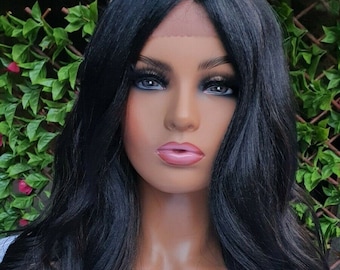 Nico black with highlights human hair blend wig lace front wig curly perm wig UK wig