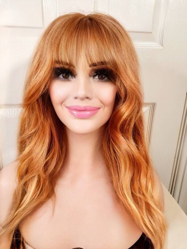 Real Human Hair Wig Light Auburn Ginger