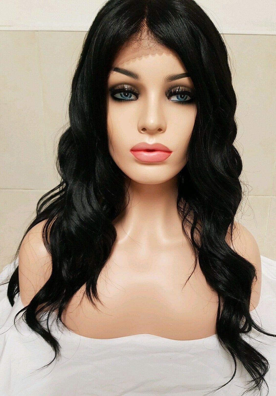 FAST DISPATCH Cathy Black Free Parting Super Soft Human Hair Blend Wig Front Lace Wig Full Wig Etsy