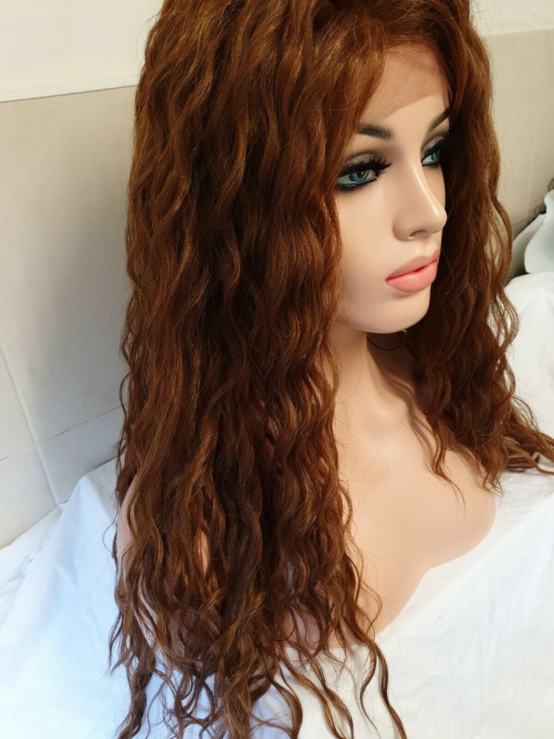 Bryony Auburn Brown Human Hair Blend Wig Front Lace Wig Curly Etsy