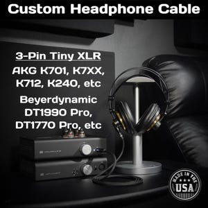 AKG Q701, K7XX, etc and Beyerdynamic DT1990 / DT1770 Pro / DT700 Pro X / DT900 Pro X  - Headphone Cable - Mini 3-Pin XLR Connector