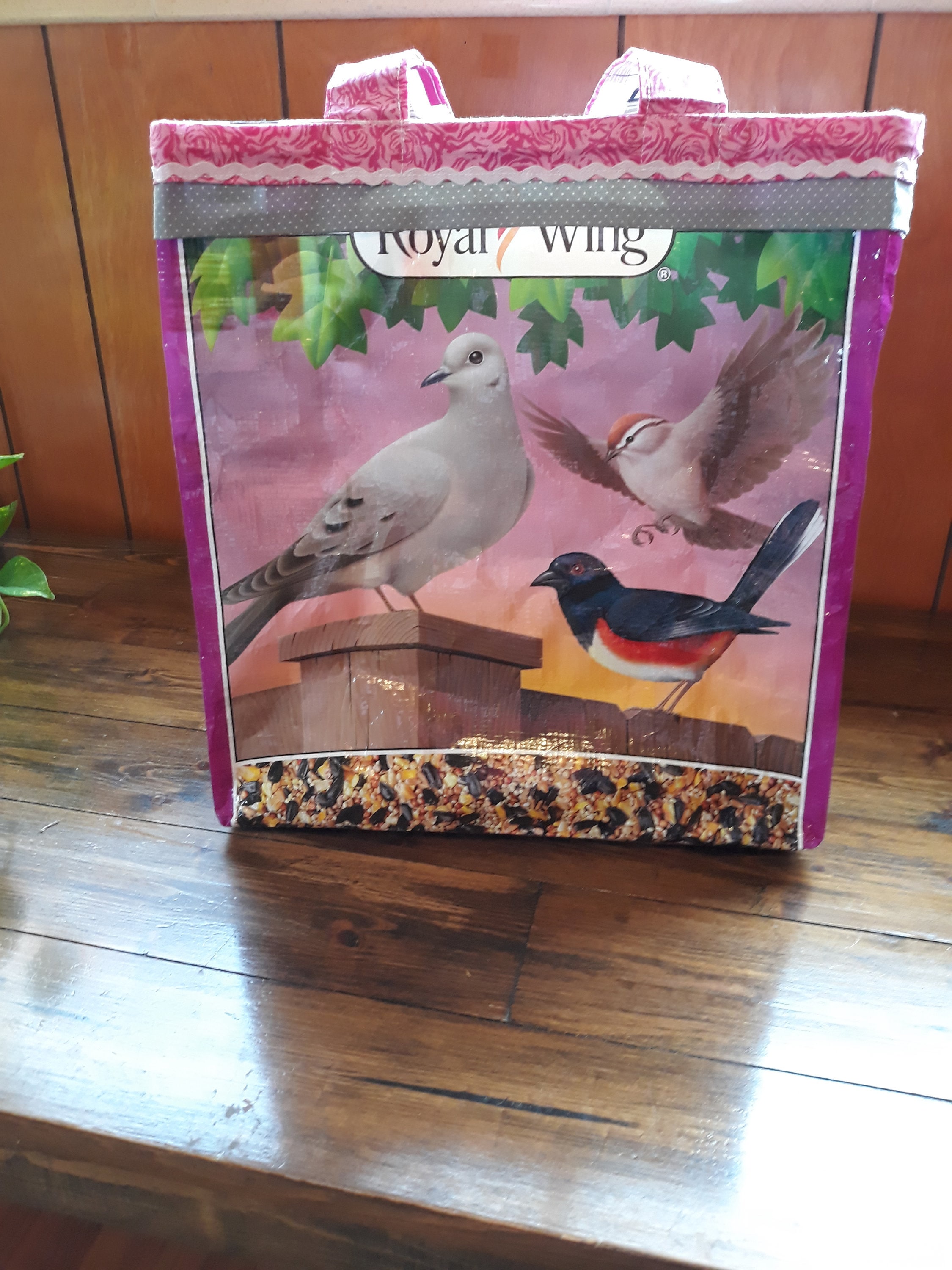 Lined repurposed bird seed bag tote Etsy