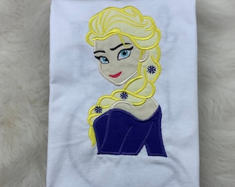 Gefrorene bestickte Elsa Eis Prinzessin personalisierte Kinder Geburtstag Shirt