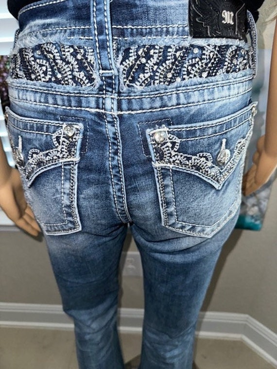 JamsatticTreasures Miss Me Chloe Boot Cut Rhinestone Bling Jeans Sz 28