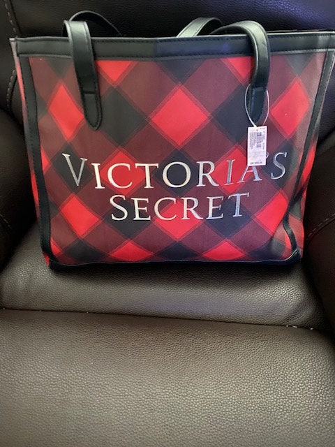 victoria's secret plaid tote bag