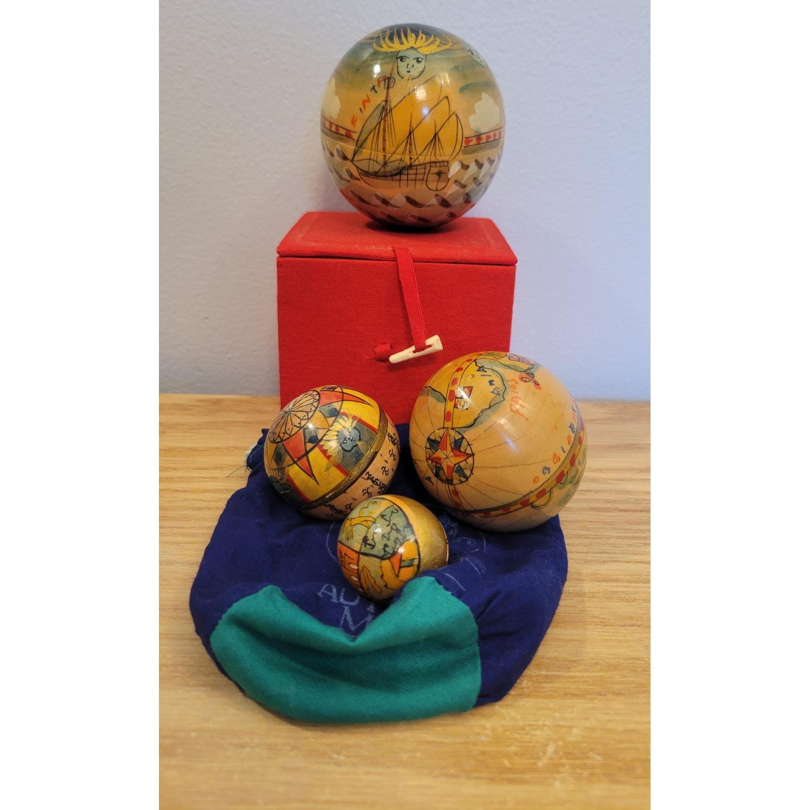 Antique Wooden Decorative Balls - Etsy