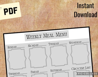Menú semanal / Planificación de comidas / Comidas familiares / Descarga digital