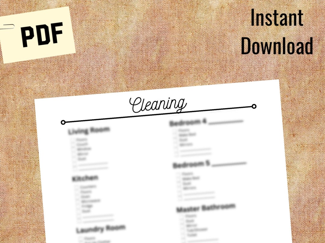 Cleaning Checklist Work.pdf Cleaning Checklist, Printable PDF- Letter Size - Etsy
