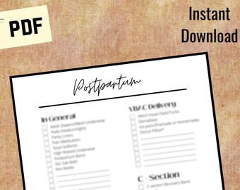 Lista de verificación posparto / minimalista / neutral en cuanto al género