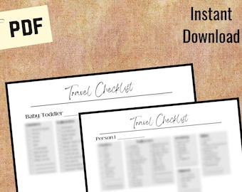 Lista de verificación de viaje/familia/bebé niño/vacaciones/viajes