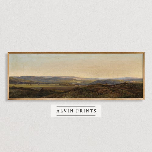 Long Horizontal Vintage Countryside Landscape Wall Art Print Etsy