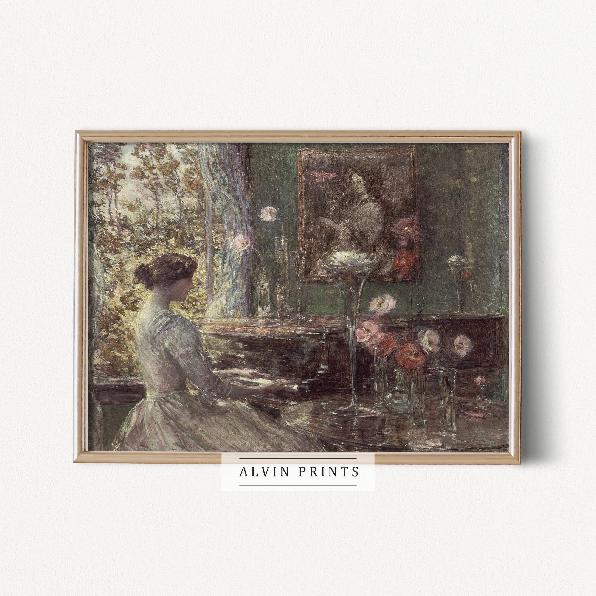 Vintage Women Portrait Art Printsl Playing Piano Wall Art - Etsy