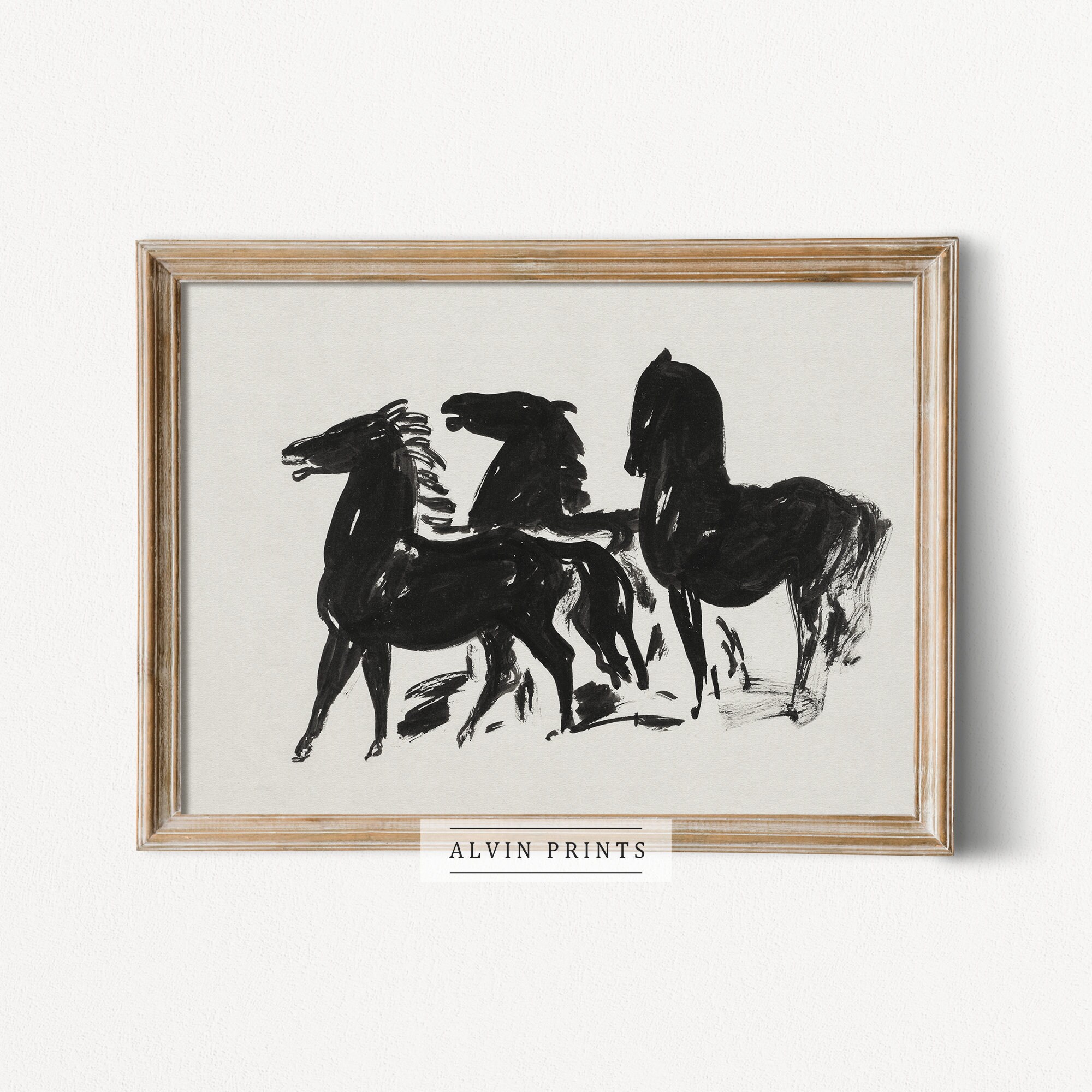 Vintage Horse Wall Art Abstract Horse Art Print Mailed - Etsy