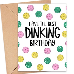 Pickleball Birthday Card for Pickleball Lover, Funny Pun Pickleball Birthday Card, Dinking Of You On Your Birthday, Funny Birthday Card