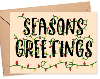 Merry Christmas Card, Season's Greetings Card, Christmas Lights Card, Funny Christmas Card, Happy Holidays Card, Christmas Card for Wife